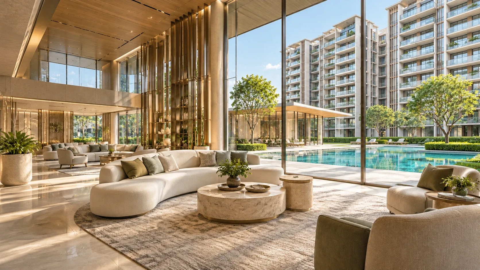 Impressions at Dairy Farm clubhouse lounge facing the pool, artist's impression